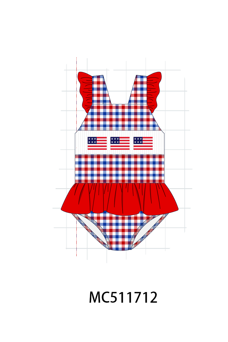 ETA May PO75 Patriotic flag machine  smocked gingham collection 2