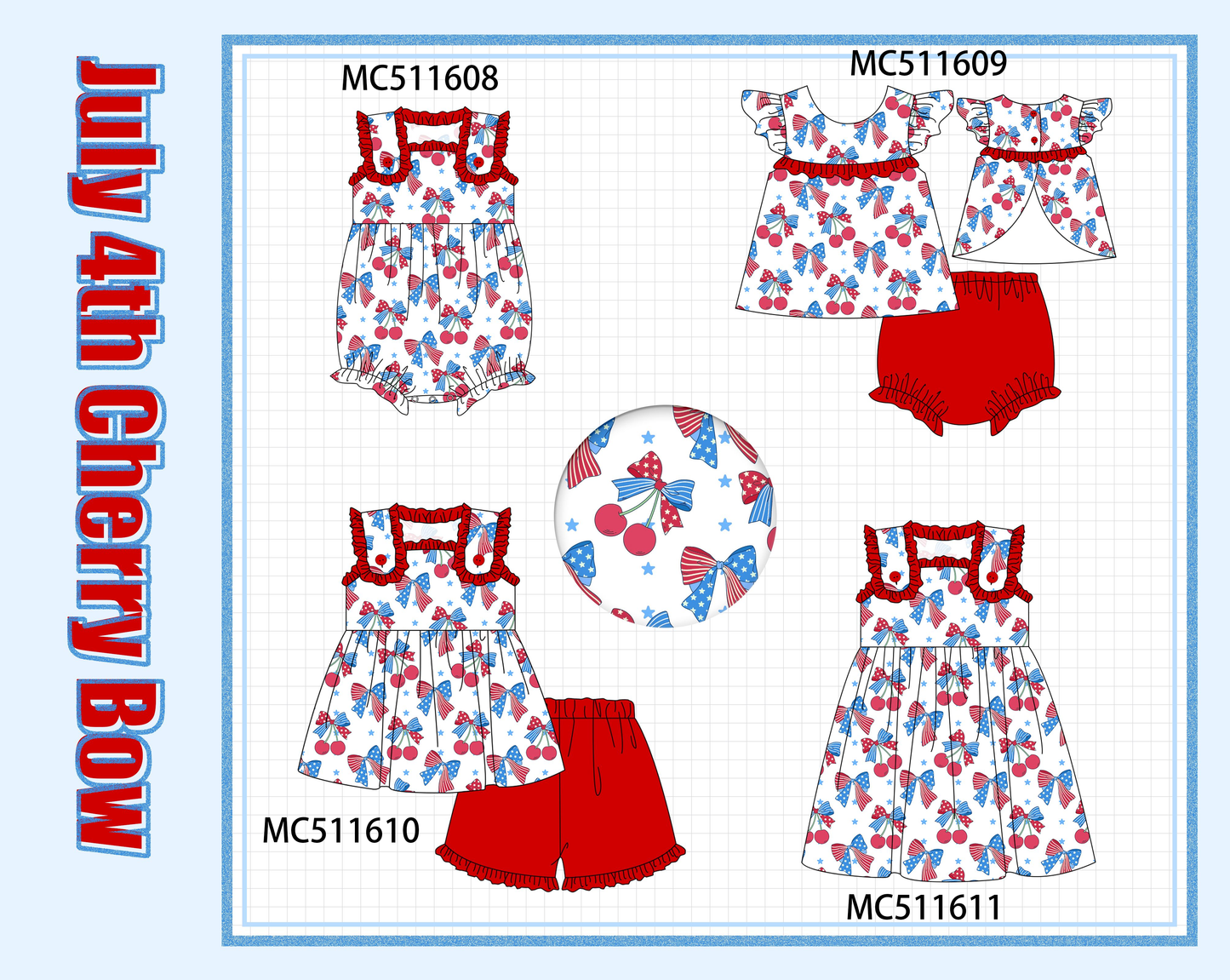 ETA MayPO75 Patriotic cherry bow ruffle collection