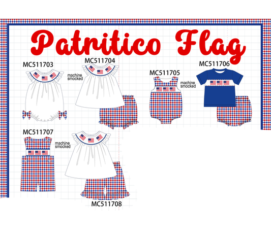 ETA May PO75 Patriotic flag machine smocked gingham collection 1