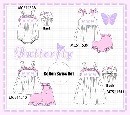 ETA May PO75 Purple butterfly embroidery swiss dot collection