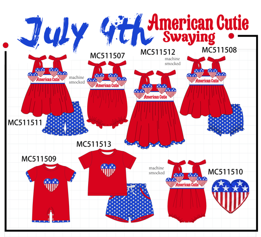 ETA May PO75 Red American cutie heart machine smocked collection