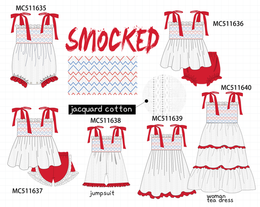 ETA May PO75 Red machine smocked jacquard ruffle collection