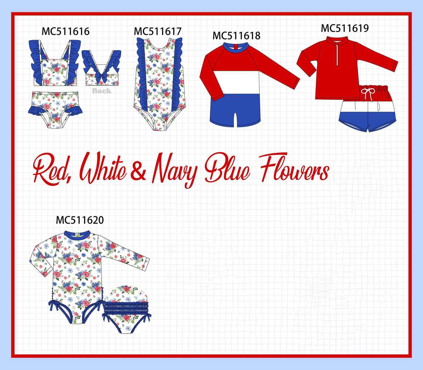 ETA May PO75 Red white navy Patriotic floral collection