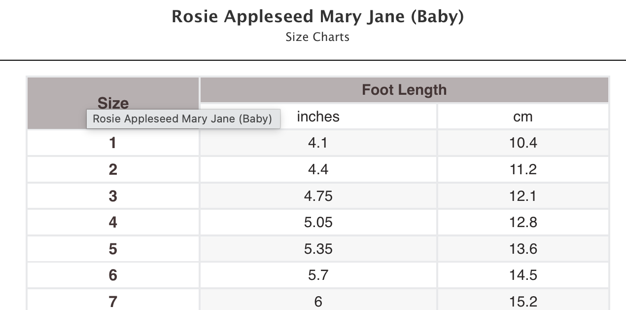 Rosie Appleseed Mary Jane (Baby)
